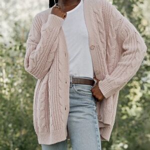 NWT Jenni Kayne Cable Cocoon Cardigan in Blush